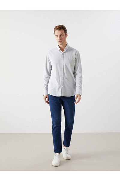 LC Waikiki Ανδρικό ριγέ μακρυμάνικο πουκάμισο LCW Vision Slim Fit