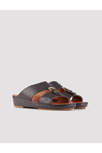 Cabani Genuine Leather Ready Sole Black Men's Slippers