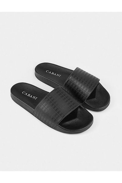 Cabani Vegan Leather Black Men's Slippers