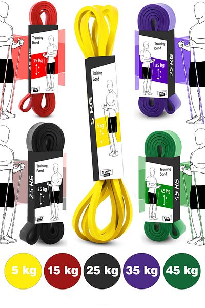 Soft Kare Fitness Pilates Cross Training Band - Bandă de rezistență, 5-45 kg, Cauză pentru dezvoltarea mușchilor