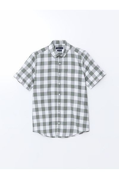 LC Waikiki Koszula męska LCWAIKIKI Classic Regular Fit z krótkim rękawem w kratę Dobby