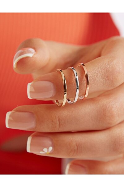 Nilvera Kuyumculuk 14 Ayar Rose Altın Minimal Yüzük, Ince Alyans, Işıklı Şık Mücevher Kutusuyla