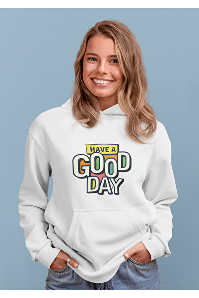 MAGORS سويت شيرت نسائي من القطن بأكمام طويلة مطبوع عليه GOOD DAY، 3 خيوط