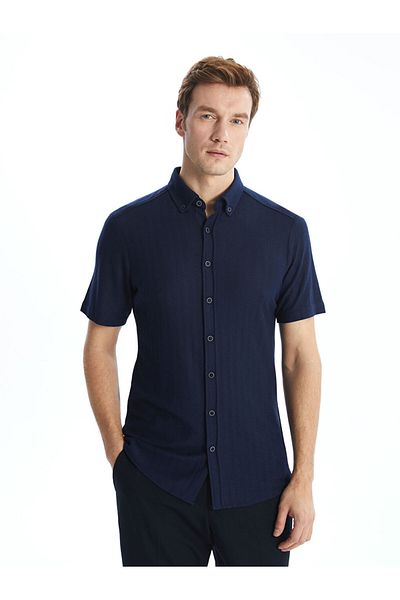 LC Waikiki Regular Fit Short Sleeve Patterned Poplin Men's Shirt