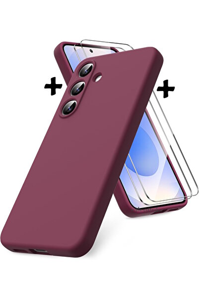 m.tk moveteck Galaxy S25 Kılıf Kamera Korumalı Yumuşak Renkli Silikon + 9h Ek...