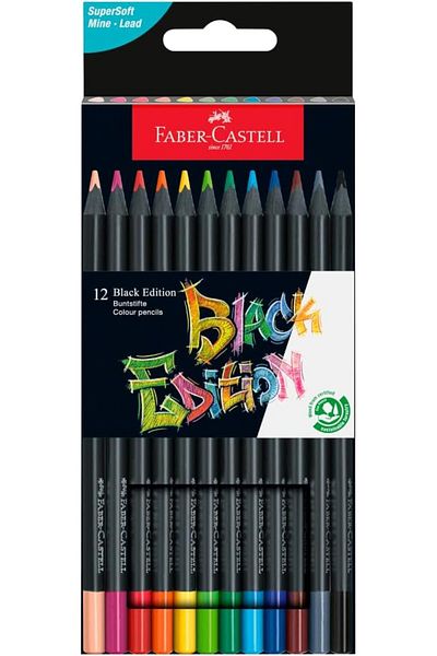 STOREMAX Ntwork Black Edition Colored Pencils - 12 Count, Black Wood and Super Soft Core Lead,