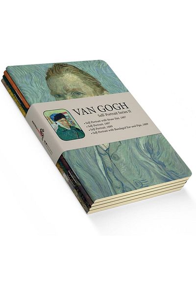 STOREMAX Muartshop Self-Portrait Series Ii - A6, Van Gogh Set of 4 Notebooks V, Unlined, Total 192 Pages, H