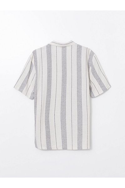 LC Waikiki Мъжка риза с къс ръкав и райета, свободна кройка XSIDE