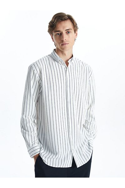 LC Waikiki Ανδρικό μακρυμάνικο ριγέ πουκάμισο LCW Vision Regular Fit
