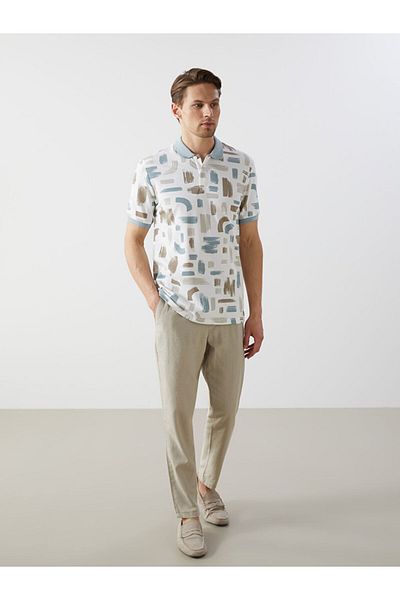 LC Waikiki Νέα σεζόν Polo γιακά με κοντό μανίκι με σχέδιο Pique Ανδρικό Tisort - S5FN18Z8