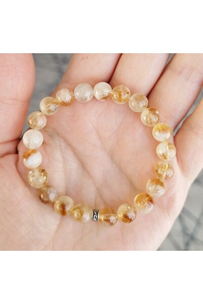 Doğaltaş Sitrin Misina Bileklik (8 mm Küre)