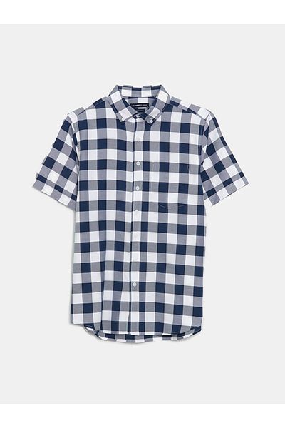 LC Waikiki Cămașă Dobby în carouri cu mânecă scurtă LCWAIKIKI Classic Regular Fit pentru bărbați
