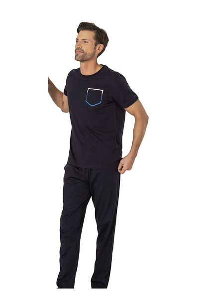 Pierre Cardin Βαμβακερό Navy Blue Wide Fit Σετ καλοκαιρινές πιτζάμες 7.Q1.K9.K.3
