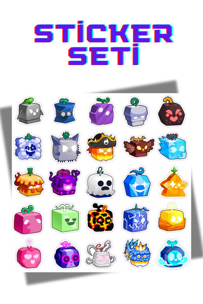 Sticksy Blox Fruits Laptop Tablet Telefon Ajanda Bullet Journal  Sticker Suya...