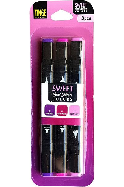 STOREMAX Jvnnshop Art 3Pcs Tinge Double Ended Marker Set Sweet