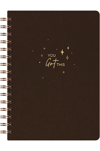 STOREMAX Sellbuystore A5 Spiral Hard Cover Linen Checkered Undated Notepad Brown 1053513