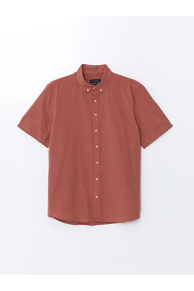 LC Waikiki New Season Regular Fit Short Sleeve Linen Blend Men's Shirt - S5Ed23Z8