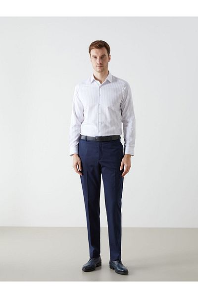 LC Waikiki LCWAIKIKI Cămașă pentru bărbați din Gabardină cu mâneci lungi, slim fit, cu dungi