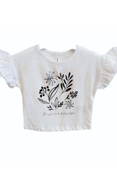 Çikoby Cotton Floral Printed Baby Girl Blouse - Ruffled Sleeves