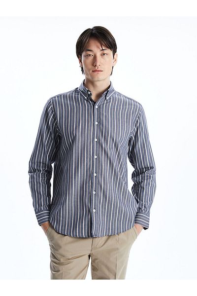 LC Waikiki SOUTHBLUE Regular Fit Long Sleeve Striped Men's Shirt