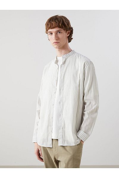 LC Waikiki Regular Fit Long Sleeve Striped Poplin Men's Shirt