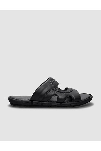 Cabani 100% Genuine Leather Black Men's Casual Slippers