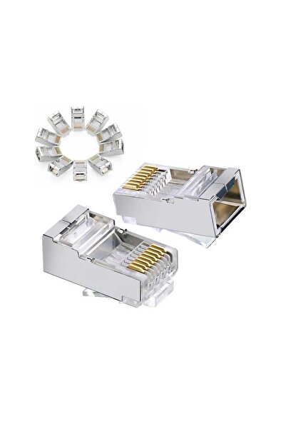 Koodmax 50 Adet - Cat5 Cat6 Metal Konnektör Jack 8P8C RJ45 Ağ Bağlantı Konnektörü