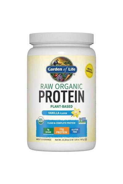 GARDEN OF LIFE Raw Organic Plant Based Protein Powder, Vanilla, 1LB