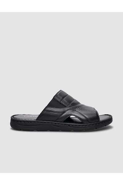 Cabani 100% Genuine Leather Black Men's Casual Slippers