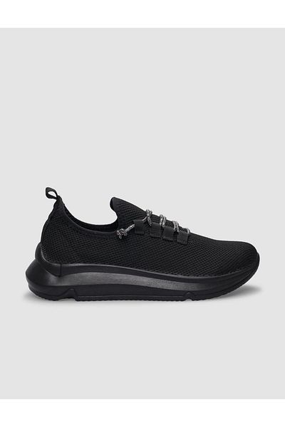 Cabani Black Knitwear Women's Sports Shoes - Lace-up