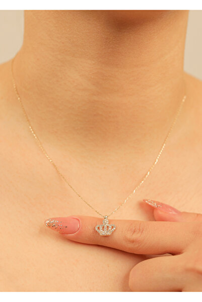 kuyumcu nurettin 1,65  gr (gram)  Minimal Kraliçe Tacı  Kolye  45 cm 14 Ayar ...