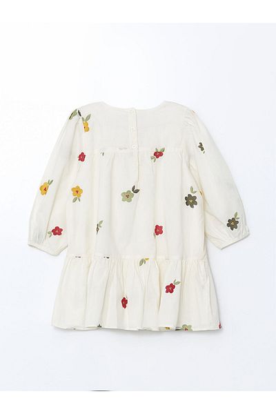 LC Waikiki Lcw Baby Floral Embroidery Poplin Flounces Girl's Dress