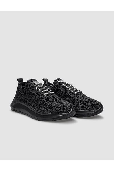 Cabani Knitwear Black Round Motif Women's Sports Shoes