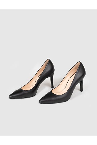 Cabani Women's Genuine Leather Black Thin Heeled Stiletto
