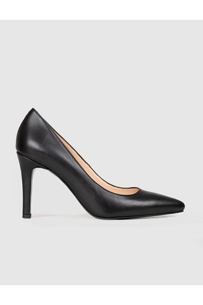 Cabani Women's Genuine Leather Black Thin Heeled Stiletto