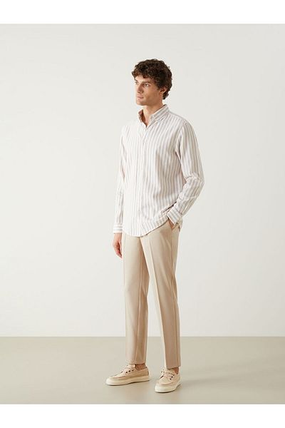 LC Waikiki Ανδρικό πουκάμισο LCW Vision Regular Fit με μακρυμάνικο ριγέ ποπλίνα