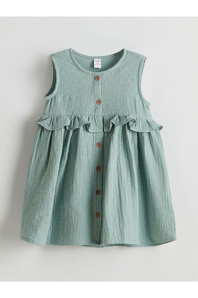 LC Waikiki Κοριτσίστικο φόρεμα LCW Kids Crew Neck Muslin