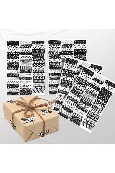 STOREMAX Packaging Stickers - 180Ade 1.2X4.5Cm Black/Be White Sticker for Gifts