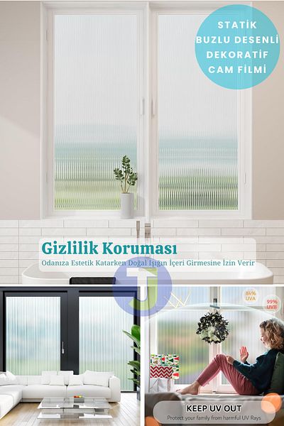 Technojet Static Frosted Patterned Glass Covering Film Shower Cabin Office Balcony Decoration Foil 60Cmx100Cm
