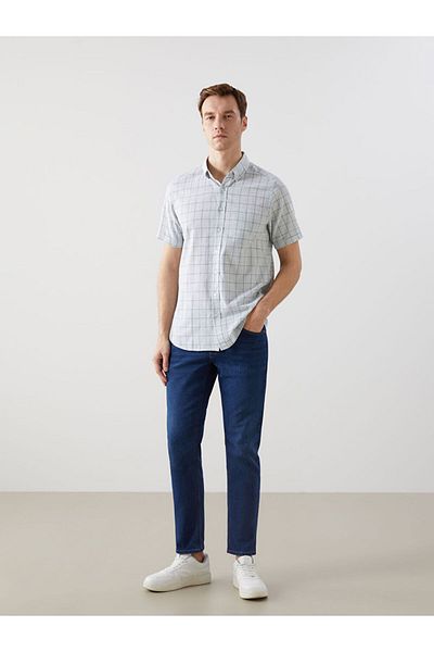LC Waikiki Ανδρικό πουκάμισο Classic Regular Fit κοντομάνικο καρό ποπλίνα
