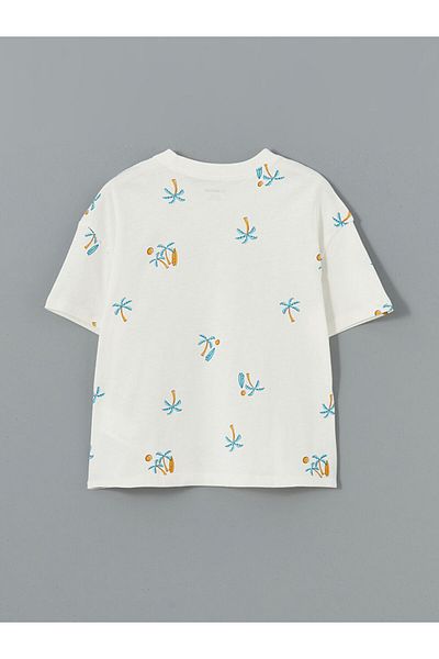 LC Waikiki New Season Crew Neck Patterned Combed Cotton Baby Boy T-Shirt - S5Cl05Z1
