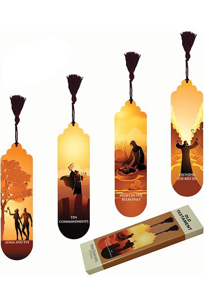 STOREMAX Gift Gift Metal Tasseled Old Testament Old Testament Adam Eve Moses 4-Piece Bookmark
