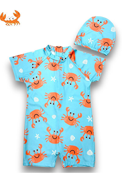Lolliboomkids Παιδικό κοντομάνικο ευαίσθητο δέρμα Αντιηλιακή προστασία Χαριτωμένο θέμα με χαρακτήρα καβούρι Σετ μαγιό