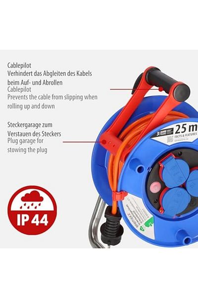 STOREMAX Jvnna Garant Serisis Ip44 Licensed 25 Meter Reel Extension Cable Orange Shpjvn 646268