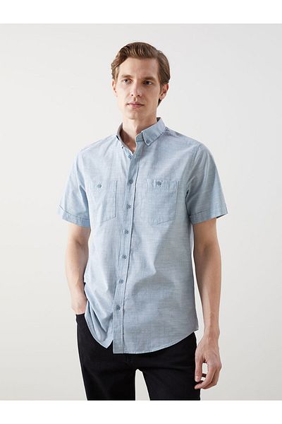 LC Waikiki Ανδρικό πουκάμισο LCW Regular Fit με κοντό μανίκι Poplin