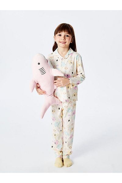 LC Waikiki Lcw Kids Shirt Collar Printed Girls Pajamas Set