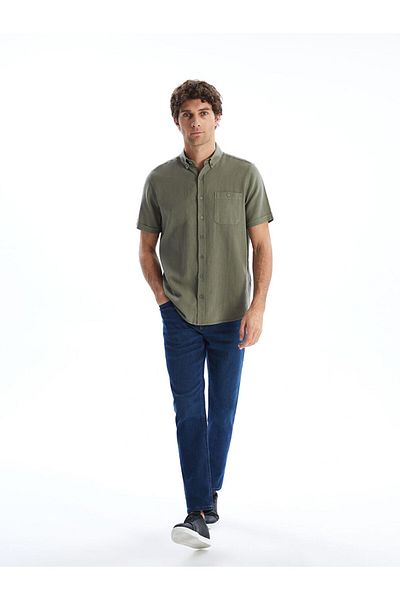 LC Waikiki Ανδρικό πουκάμισο με κοντό μανίκι Poplin New Season Regular Fit - S57316Z8