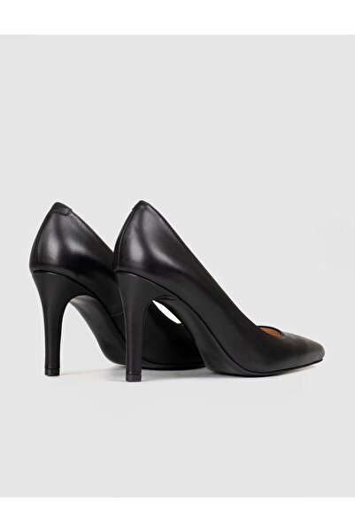 Cabani Women's Genuine Leather Black Thin Heeled Stiletto