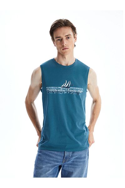 LC Waikiki LCWAIKIKI Klassisches, ärmelloses Herren-T-Shirt mit Rundhalsausschnitt und Aufdruck