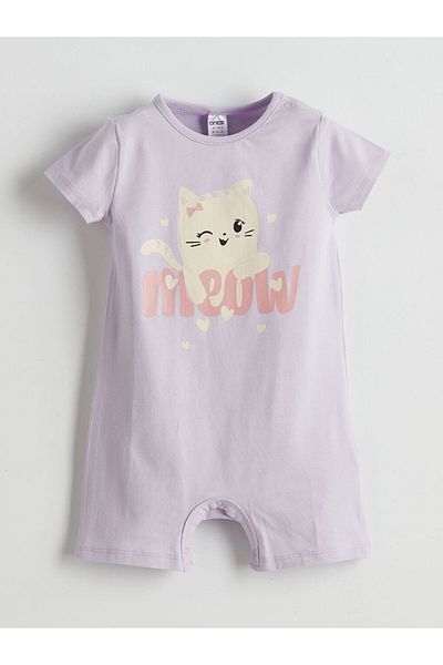 LC Waikiki LCW ECO Crew Neck Printed Baby Girl Jumpsuit